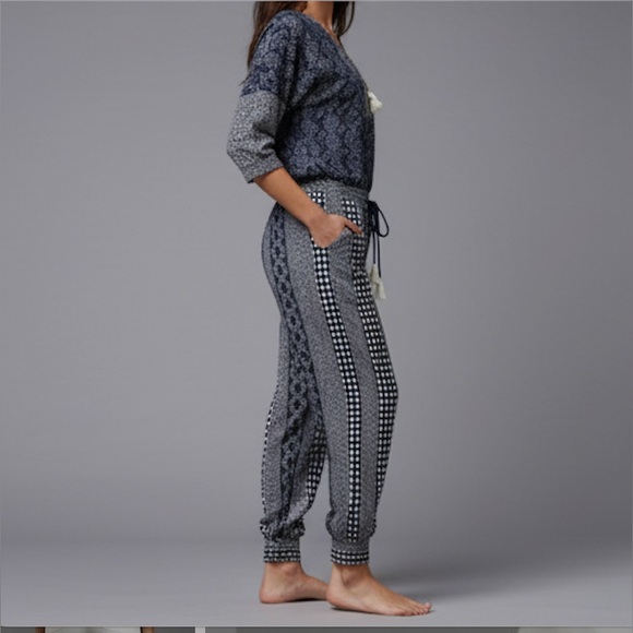 Boho Striped Print Pants With Pockets Navy Blue - Picture 4 of 9